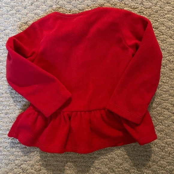 Carter’s | red fleece zip up coat with black and white bows| 12 mo - Picture 4 of 5
